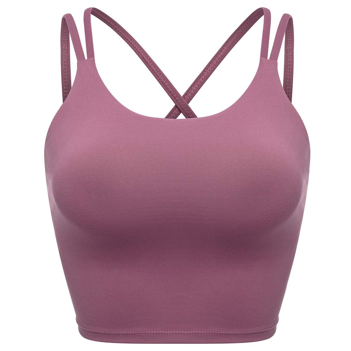ZAIQUN Women Padded Sports Bra Wirefree for Fitness Workout Running Shirts Yoga Tank Top Rose Purple
