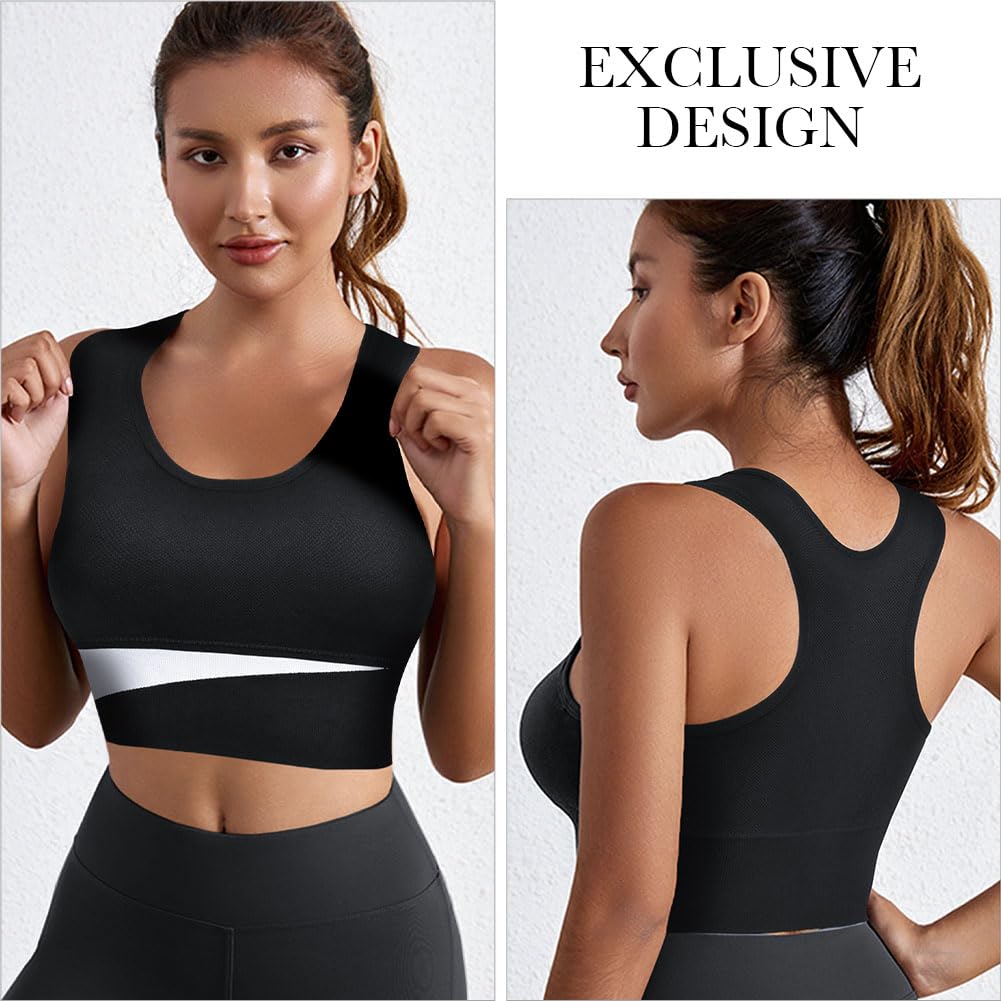 AUYAO Racerback Sports Bra, Sports Bras for Women, Padded Seamless Activewear Bras, Seamless Sports Bra Wirefree Yoga Bra, Super Comfort Bra for Yoga Gym Workout Fitness