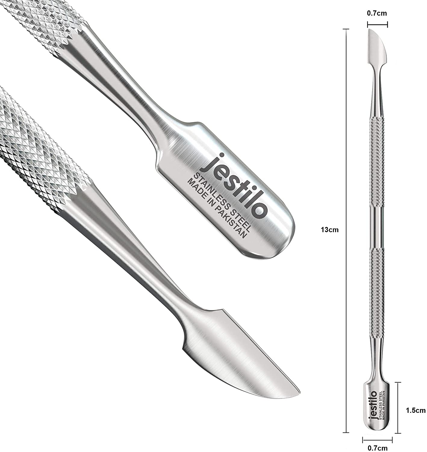 Jestilo Cuticle Pusher and UV Gel Nail Polish Remover [Pack of 2] Cuticle Remover & Trimmer | Nail Art Tools Scraper and Cleaner