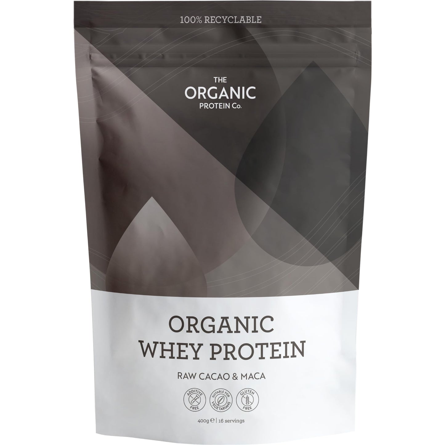 The Organic Protein Co. – Chocolate Organic Whey Protein Powder | Additive Free, Undenatured, Bioactive, UPF Free, Emulsifier Free, Primarily Grass Fed, Vegetarian, Gluten Free – 400g