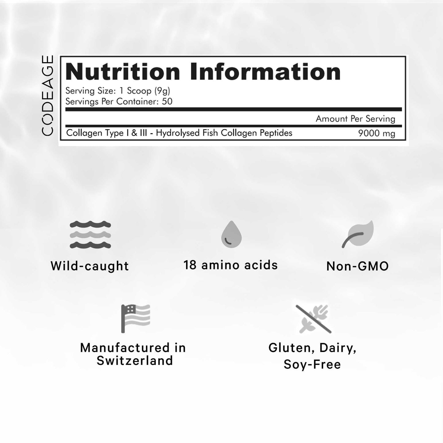 Codeage Marine Collagen Powder - Hydrolyzed Fish Collagen Peptides - Type 1 & 3 Collagen Protein Supplement – 50 Servings, Amino Acids for Skin, Hair, Nails - Non-GMO, 450 Grams