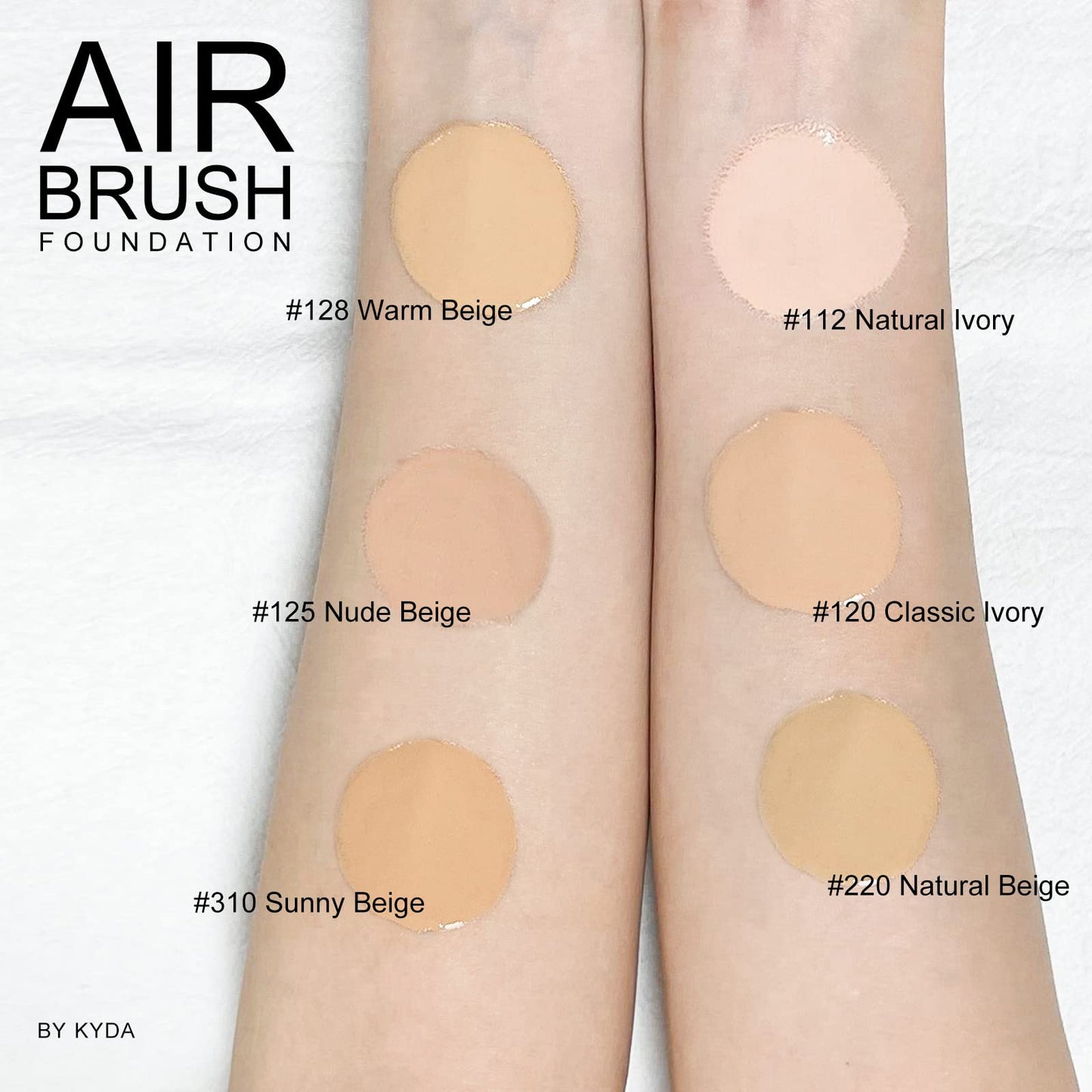 KYDA AirBrush Foundation Spray, Silky Makeup, High Coverage Creamy Finish, Lasting Breathable, Moisturizing - #120 Classic Ivory