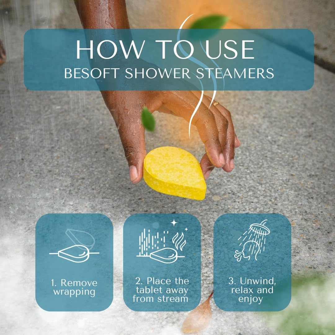 Besoft Shower Steamers Aromatherapy Set - 8 Shower Bombs with 2 Lavender and Eucalyptus Essential Oils | Gifts for her and Relaxation Gift for Woman | Gift Set
