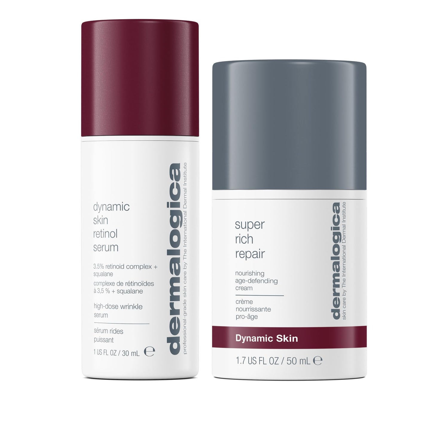 Dermalogica Retinol Renewal Gift Set, Full-Size Dynamic Skin Retinol Serum 30ml, Super Rich Repair Moisturiser 50ml, Skincare Set, Pack of 2