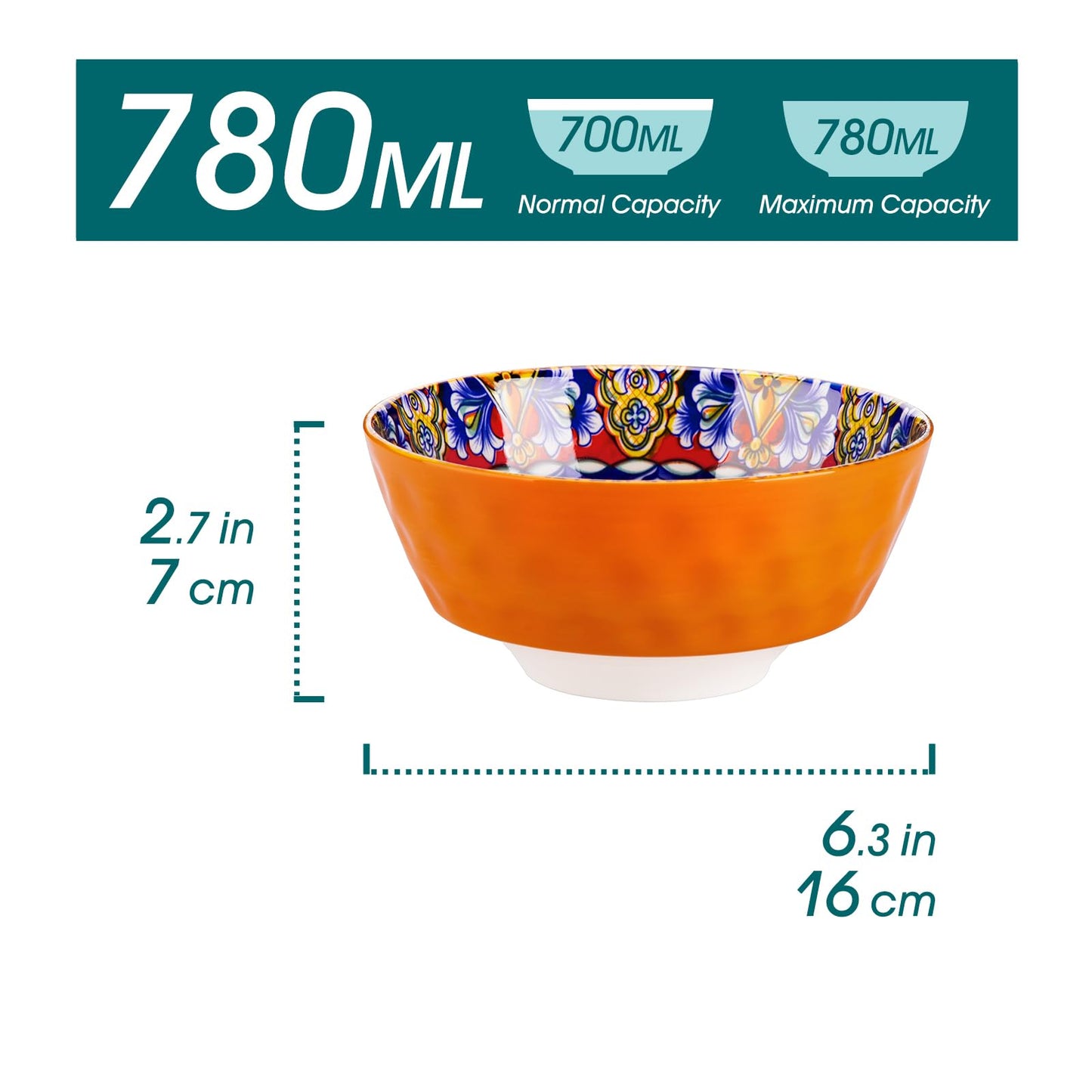 vancasso Cereal Bowls, Ceramic Soup Bowls Set of 6, 26 oz Corlorful Bowls Set for Kitchen, Dishwasher & Microwave Safe- for Cereal, Soup, Oatmeal, Ice Cream, Salad, Pasta etc