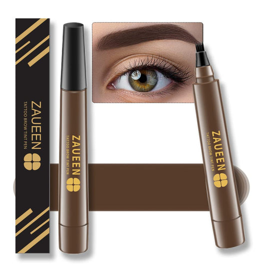 Tattoo Eyebrow Pen with Fork Tip, Microblading Brow Pencil, Waterproof, Long Lasting, Natural Looking, Stays on All Day (Brunette)