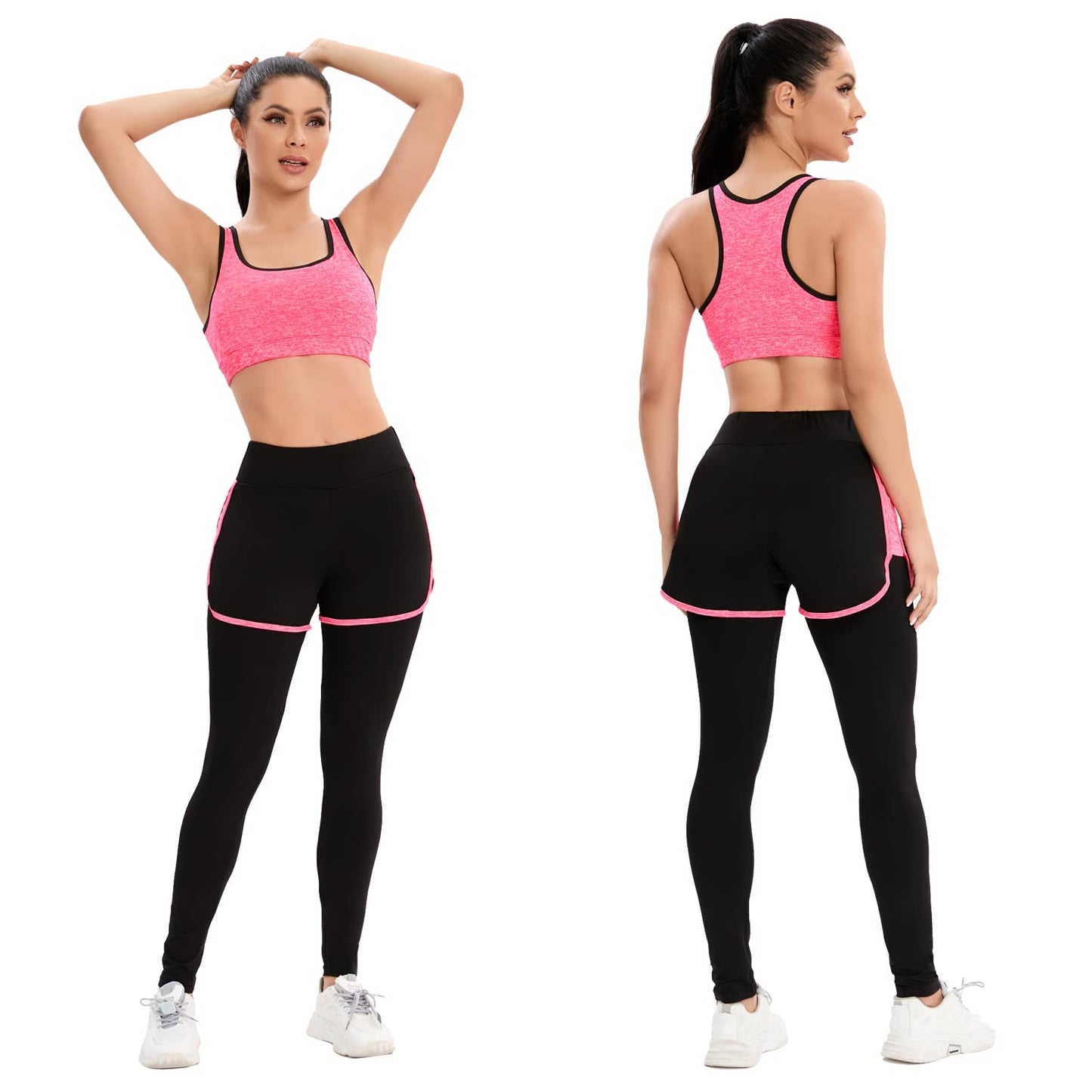 ZETIY Women's 5pcs Yoga Suit Sweatsuit Women's Activewear Sets Sport Yoga Fitness Clothing Ladies Workout Outfit Sportsuits for Running Jogging Gym
