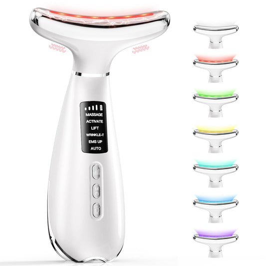 Face Lifting Facial Massager Device：Electric Skin Face Lift 6 Modes 7 LED - 42°C EMS Microcurrent Massager Skin Tightening Neck Lift Device -Anti-Wrinkle Facial Care Lifting Toning Firming for Women
