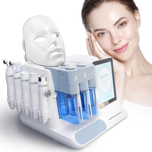 7 in 1 Hydrogen Oxygen Facial Beauty Cleaning and Care Machine for Professional Skin Lifting Hydrogen Oxygen Deep Clean Hydra LED Mask RF Water Therapy SPA Equipment Smart Touch Screen Elitzia ETDN7