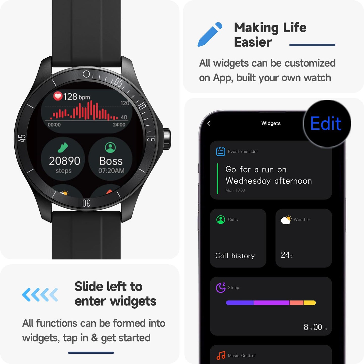 TOOBUR Smart Watch for Men Alexa Built-in, 44mm Fitness Tracker with Answer/Make Calls, IP68 Waterproof/Heart Rate/Sleep Tracker/100 Sports, Fitness Watch Compatible Android iOS