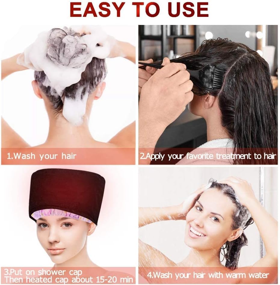 Hair Steamer,Totofac Electric Hair Care Hat Heating Cap with 2 Mode Temperature Control for Hair Spa Home Thermal Treatment Beauty Steamer Cap (Black)