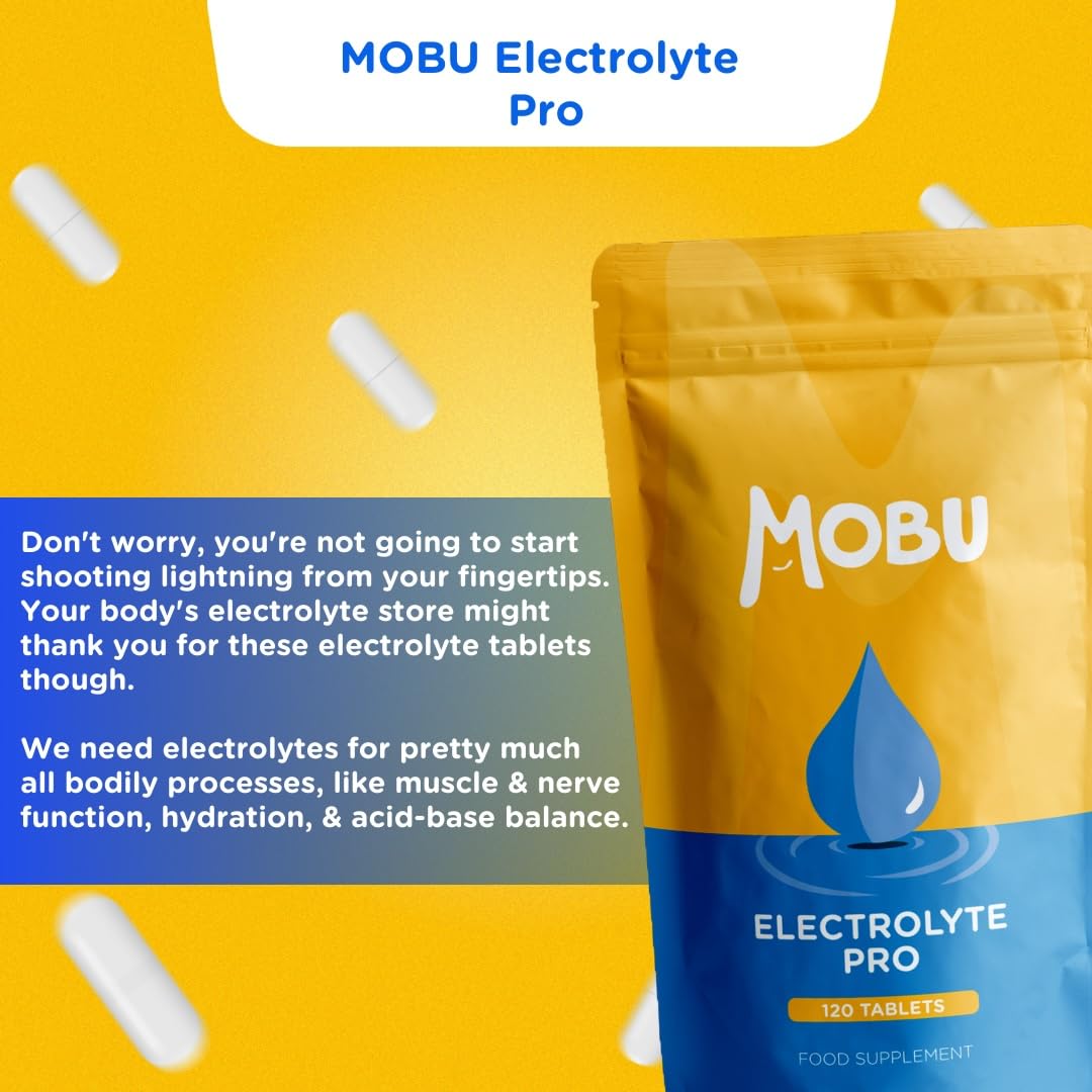 Electrolyte Pro 120 Tablets with Potassium, Calcium, Magnesium and Sodium | Salt Replacement, Cramp & Hydration Recovery | Salt Tablets | Vegan | GMP Approved | MOBU UK