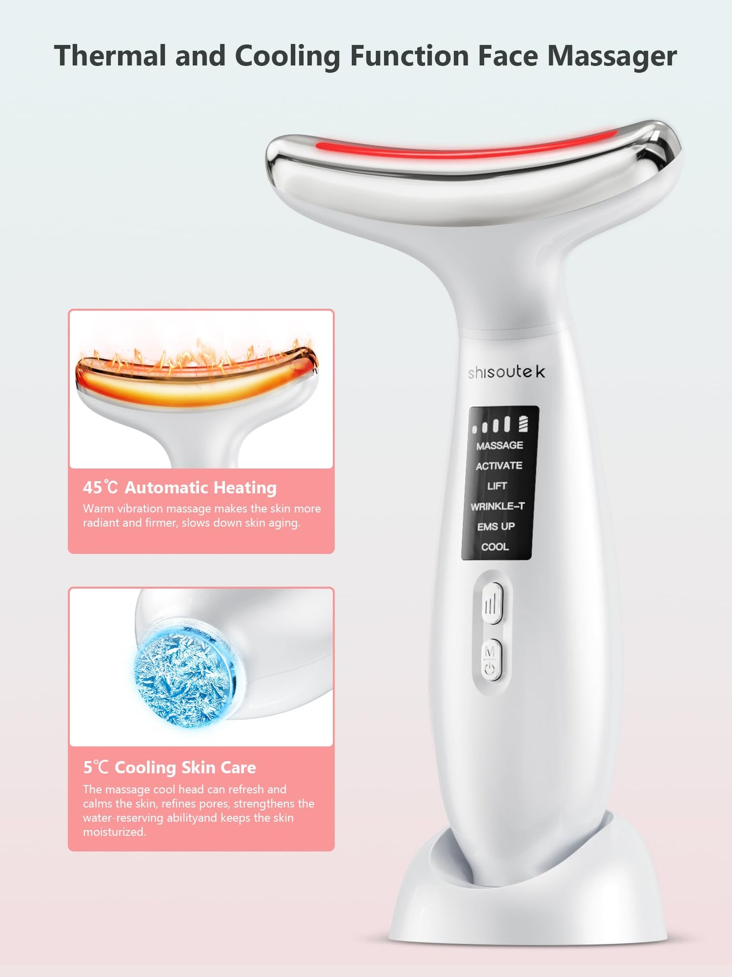 Face Lifting Device Facial Massager: Electric Skin Lift Neck Beauty Machine with 5°C Cooling Head - 45°C EMS Microcurrent Massage 6 Modes 4 LED- Face Sculpting Device Anti-Wrinkle Tightening Eye Body