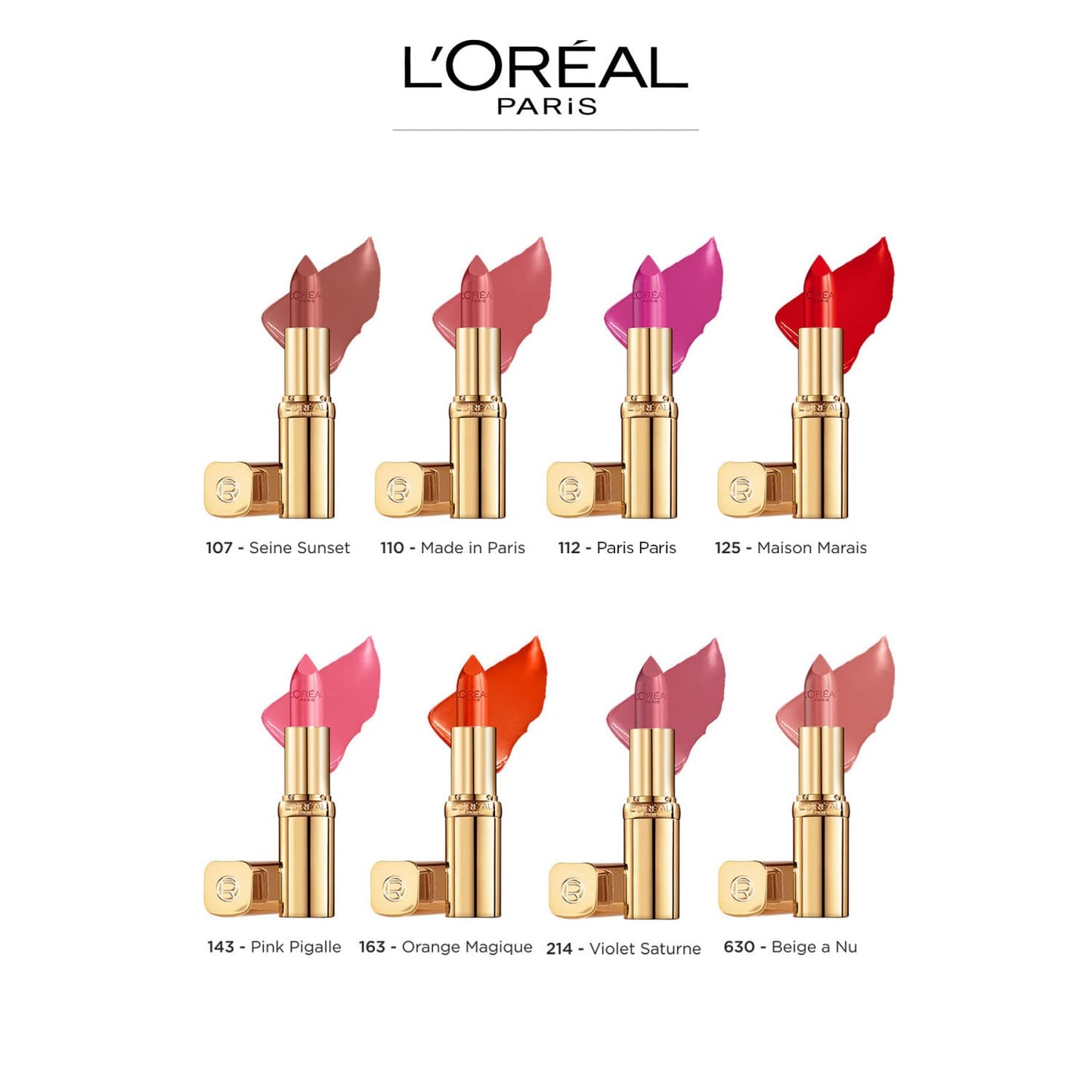 L'Oréal Paris Color Riche Satin Smooth Lipstick, Moisturising Pure Pigment Lip Colour, With Omega 3 & Vitamin E, 107 Seine Sunset