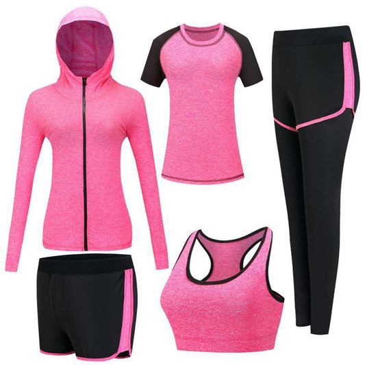 ZETIY Women's 5pcs Yoga Suit Sweatsuit Women's Activewear Sets Sport Yoga Fitness Clothing Ladies Workout Outfit Sportsuits for Running Jogging Gym