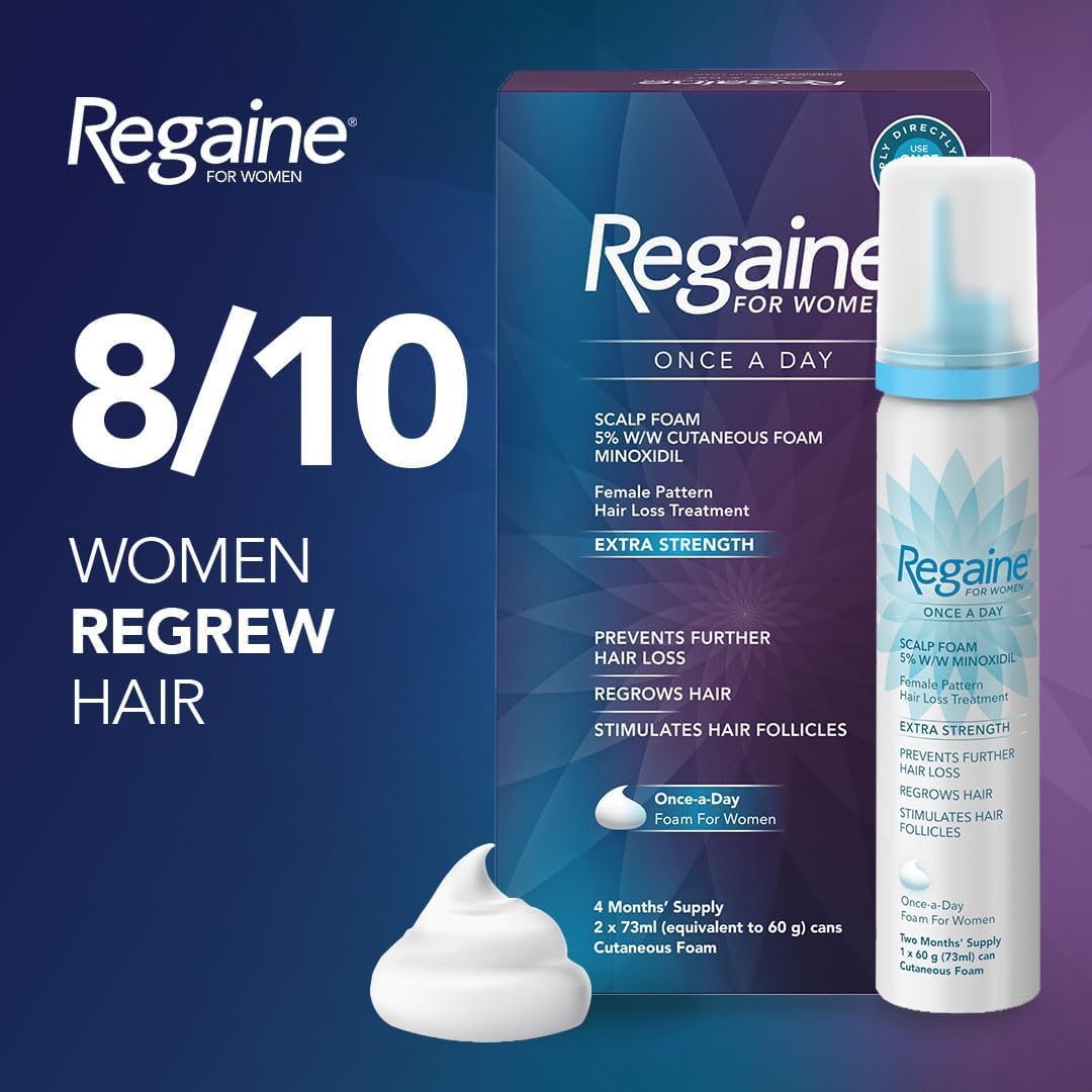 Regaine for Women 5% Minoxidil Extra Strength Scalp Foam for Hair Regrowth (2x 73ml), Scientifically Proven to Help Stop and Reverse Hereditary Female Hair Loss, Revitalise Hair Follicles