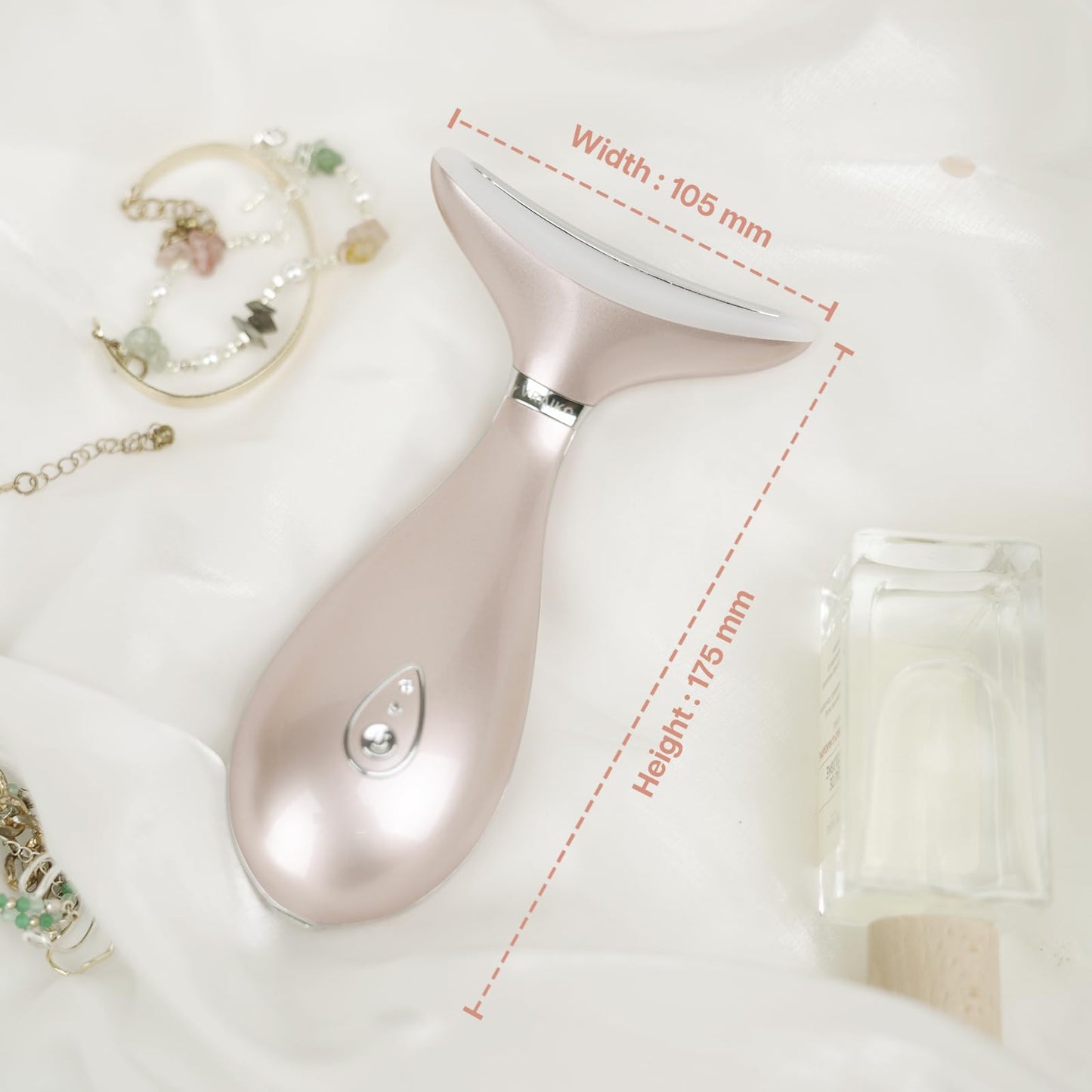 VRAIKO Lily Neck Face Massager, Face Sculpting Tool, Skin Rejuvenation Device with Thermal, Triple Action LED and Vibration, for Anti-Aging, Lifting and Tightening Sagging Skin (Rosegold)