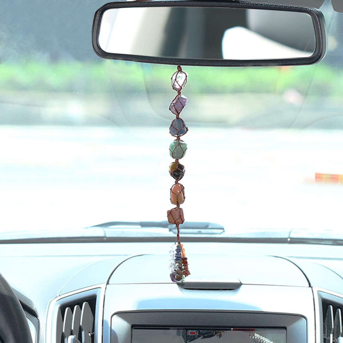 7 Chakras Healing Crystals, Natural Gemstones Spiritual Gifts for Women Polished Tumbled Stones Positive Energy Spiritual Meditation Hanging Ornament/Window Ornament/Feng Shui (Healing Crystals-01)