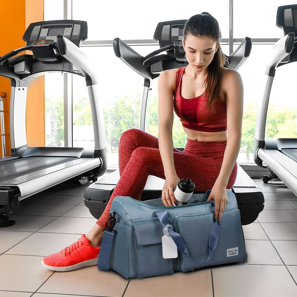 Travel Duffel, Foldable Gym Overnight Weekend Bags for Women - Lightweight with Separation, Large Holdall Cabin Bag - Blue