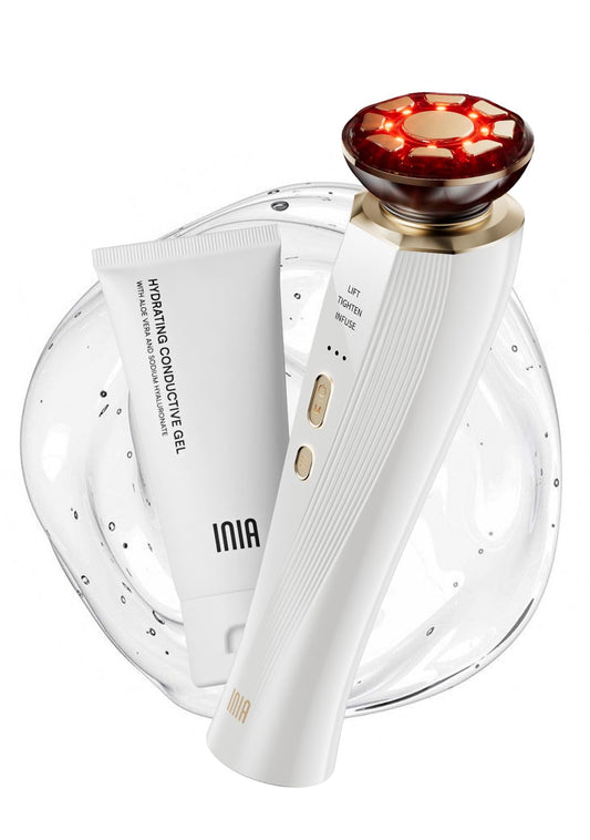 INIA Micro-Current Facial Lift Device 3-in-1 Red Light Therapy for Face and Neck, Skin Tightening and Rejuvenation Device True Beauty Glow Facial Massager, Effective Wrinkle and Puffiness Reduction