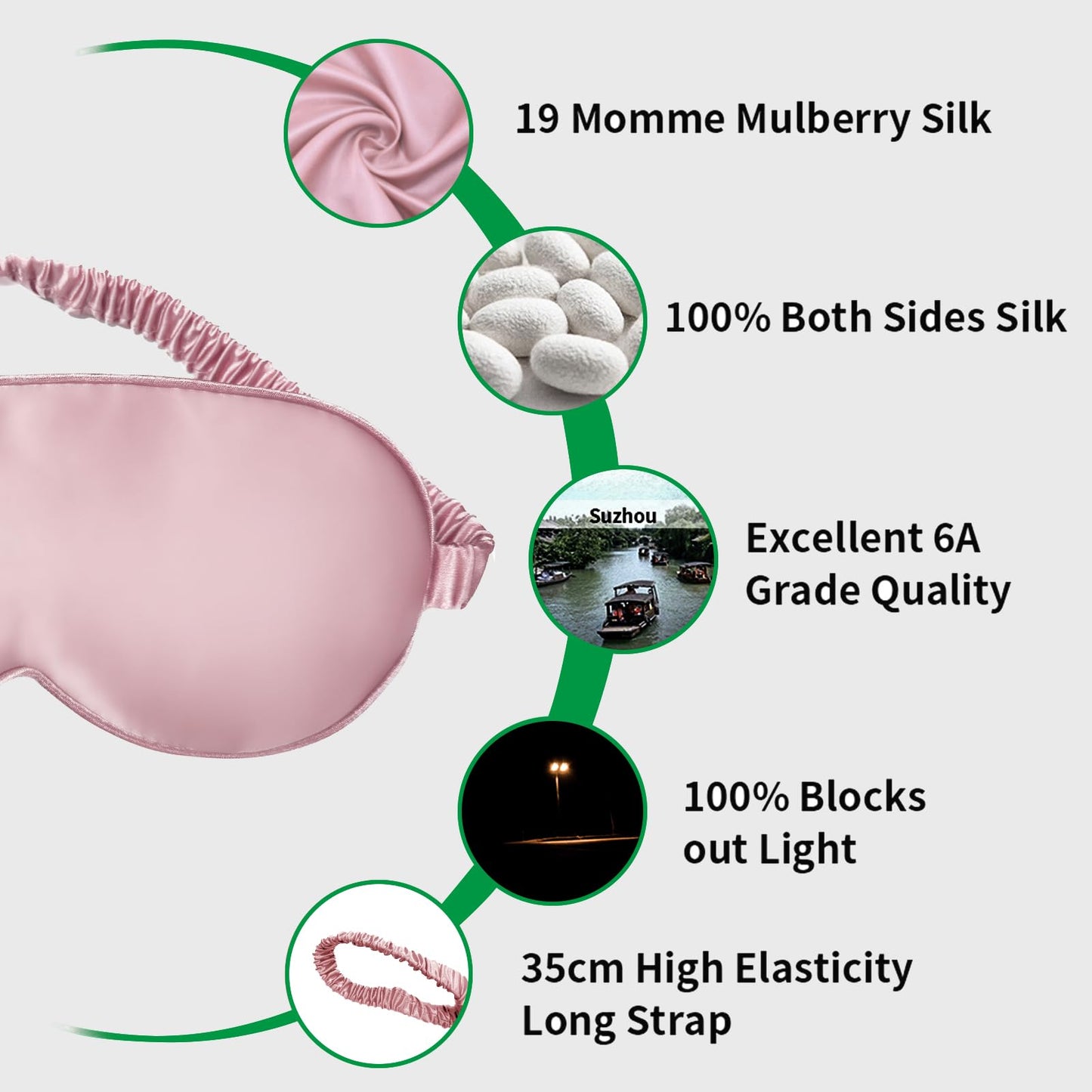 Sleep Mask,Silk Eye Mask for Sleeping Women/Men/Girls,19 Momme Both Sides 100% Pure Mulberry Silk Blackout Anti-Allergy Blindfold with Elastic Strap for Night,Travel,Nap,Meditation (Pink)