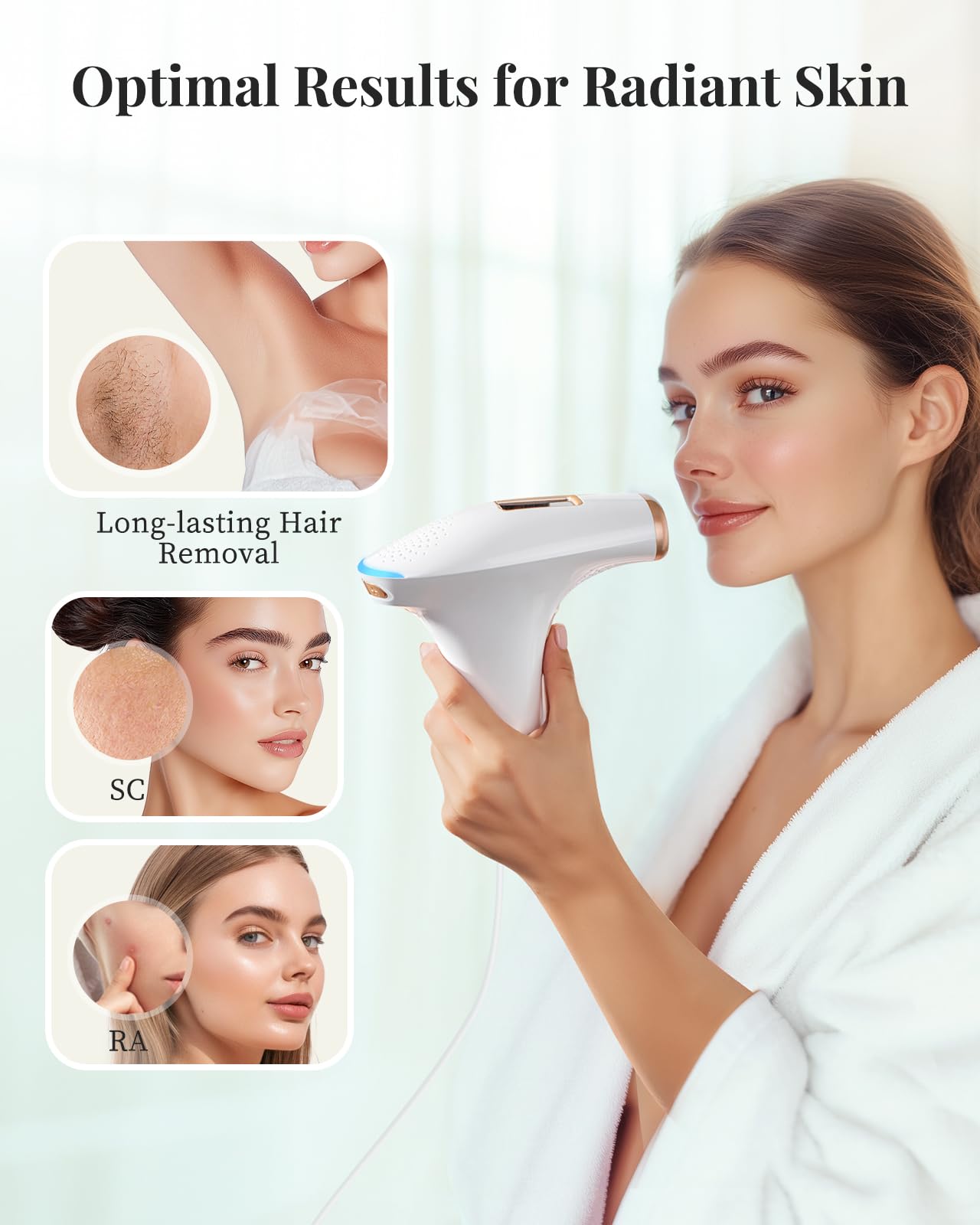 Haarlosy IPL Laser Hair Removal, 3-in-1, Faster, Painless and Salon Quality Results at Home, Hair Removal Device for Women and Men, Long Lasting Smoothness on Face, Bikini Line and Body, Gold