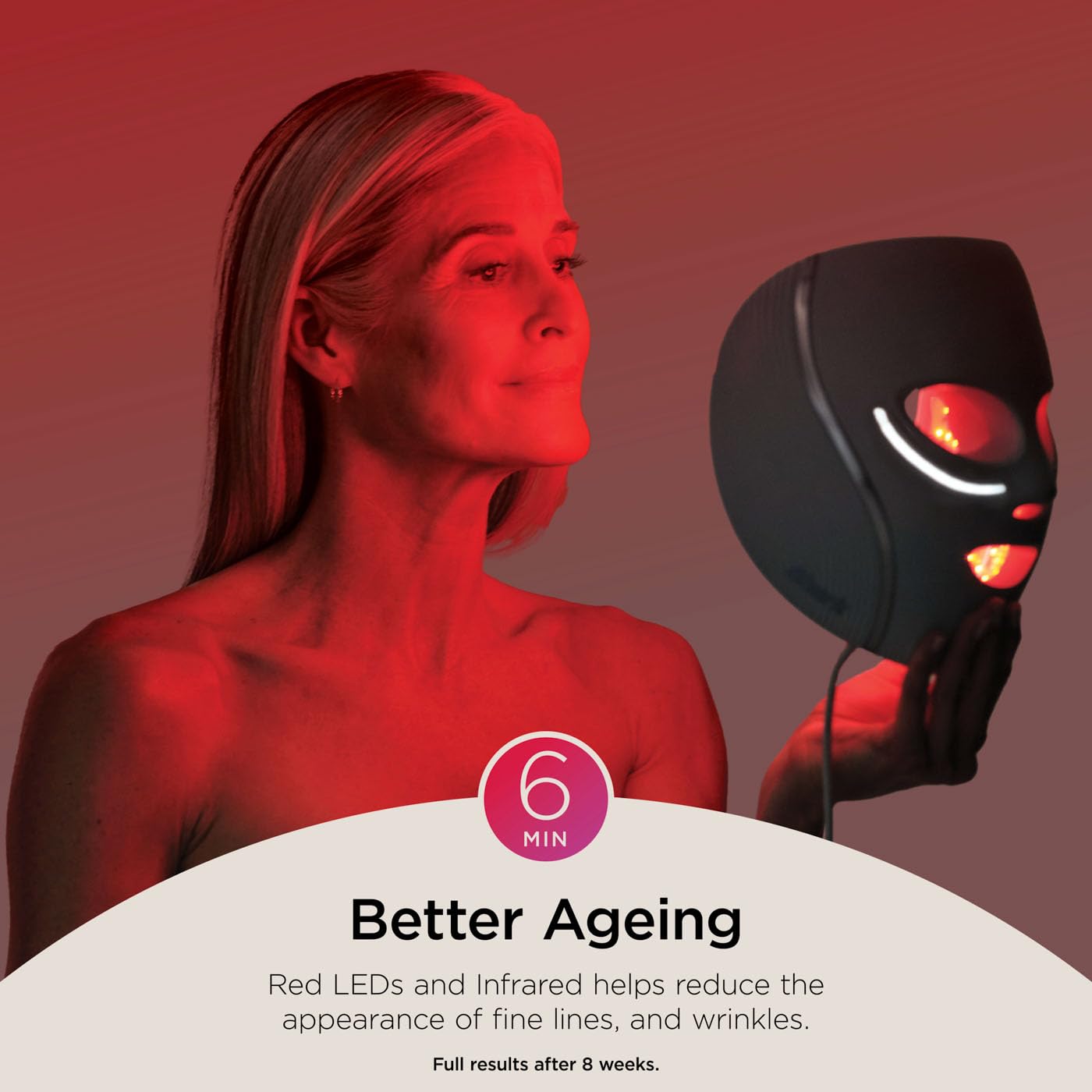Shark CryoGlow LED Face Mask with Under-Eye Cooling, Anti-Ageing & Blemish Repair, Red & Blue LED, Infrared Light Therapy, USB-C, Remote Control, Storage Bag, Adjustable Straps, Blue Frost FW312UK