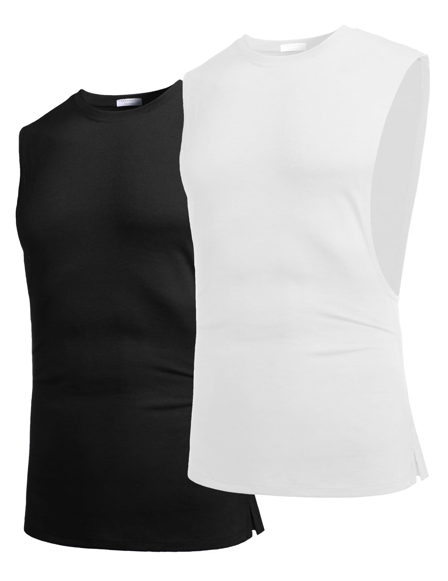 COOFANDY Men's Gym Tank Tops Sports T Shirt Fitness Workout Muscle Sleeveless Vest for Men UK Loose Fit Black White XL