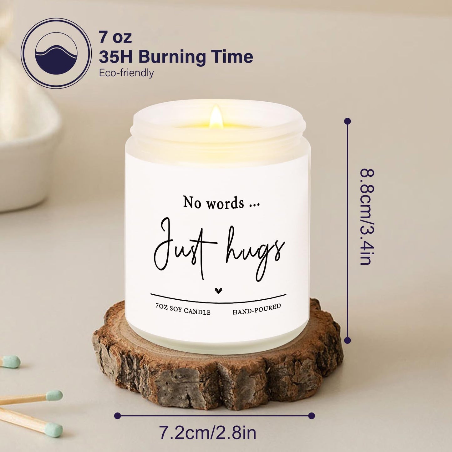Leebbsin Sympathy Gift- No Words Just Hugs Candle Handmade Lavender- Bereavement/Thinking of You Gifts, Condolence/Cheer Up/Get Well Soon Gifts for Women Men, Comfort, Hug Gift, 7oz