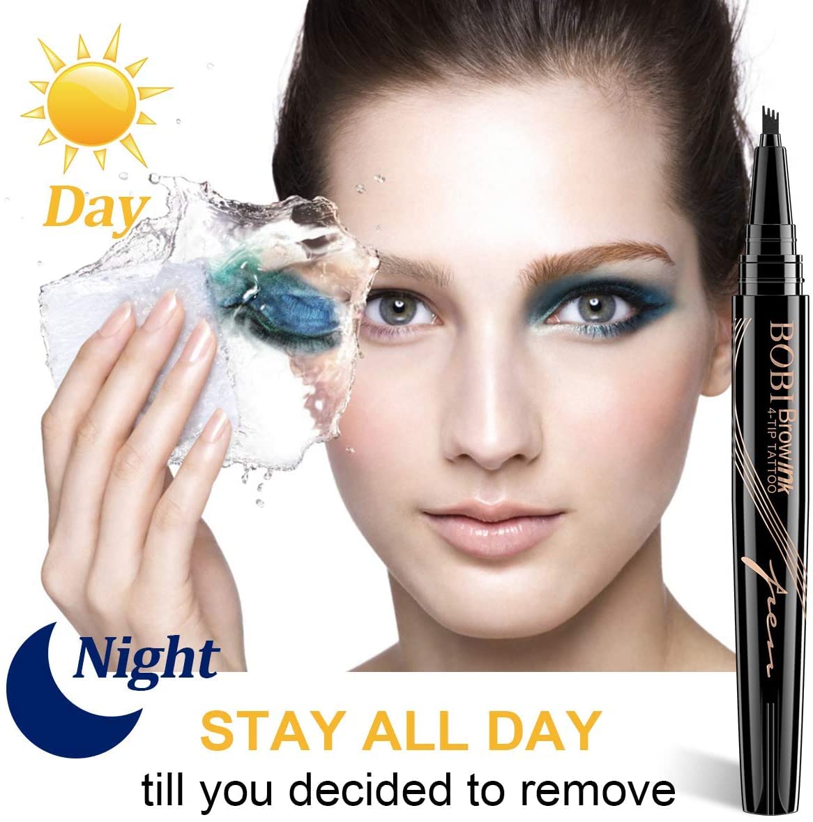 Eyebrow Pencil - Eyebrow Pen with Fork Tip Long-lasting Waterproof Eyebrow Pen and Smudgeproof Brow Pen for Naturally Defined Eyebrows(Dark Brown)