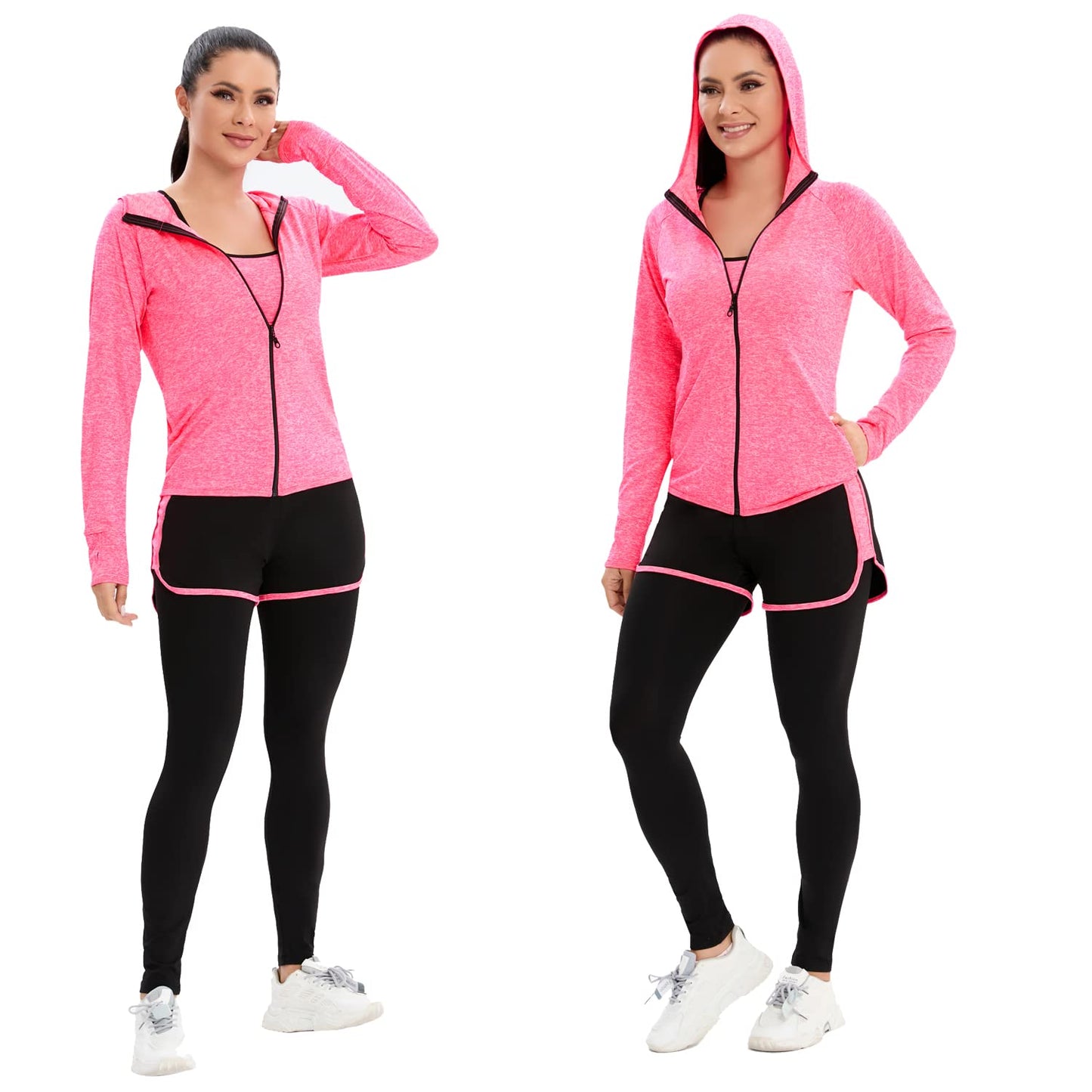 ZETIY Women's 5pcs Yoga Suit Sweatsuit Women's Activewear Sets Sport Yoga Fitness Clothing Ladies Workout Outfit Sportsuits for Running Jogging Gym