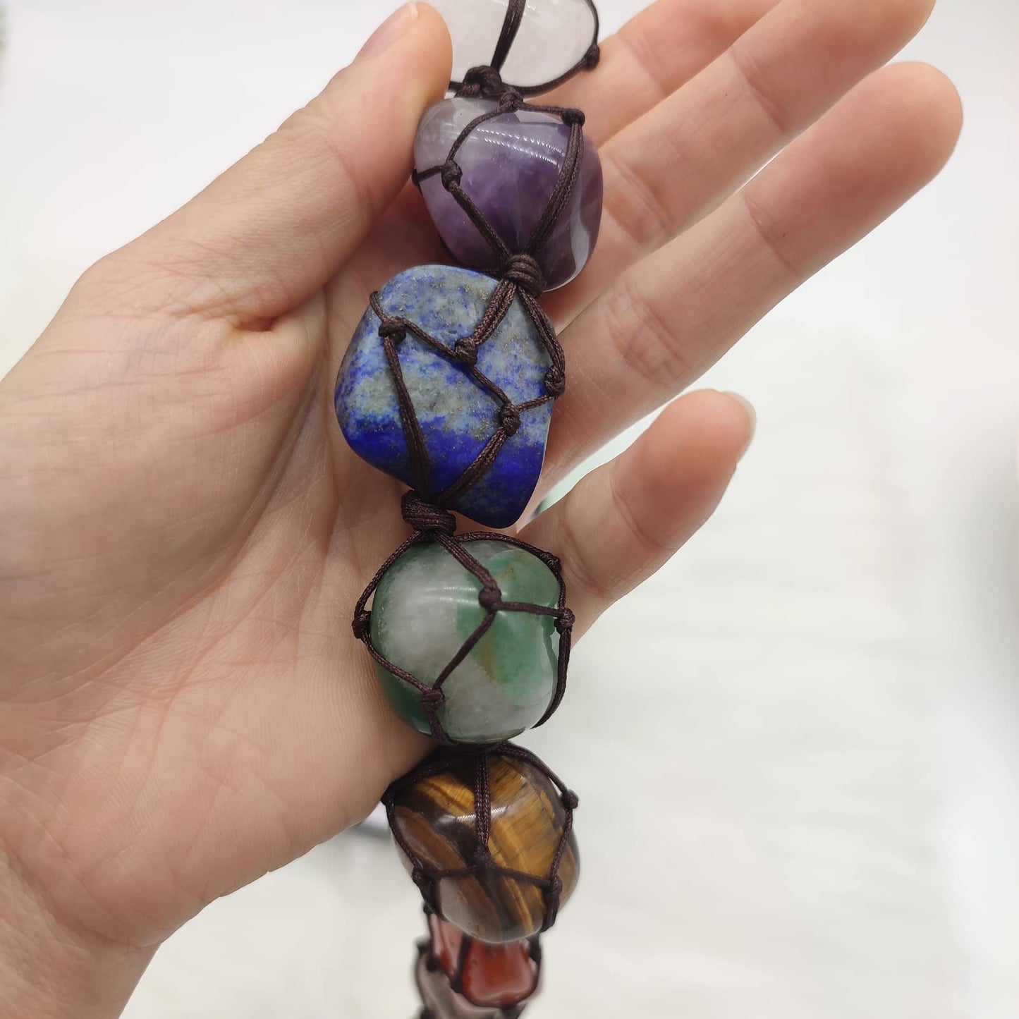 7 Chakras Healing Crystals, Natural Gemstones Spiritual Gifts for Women Polished Tumbled Stones Positive Energy Spiritual Meditation Hanging Ornament/Window Ornament/Feng Shui (Healing Crystals-01)