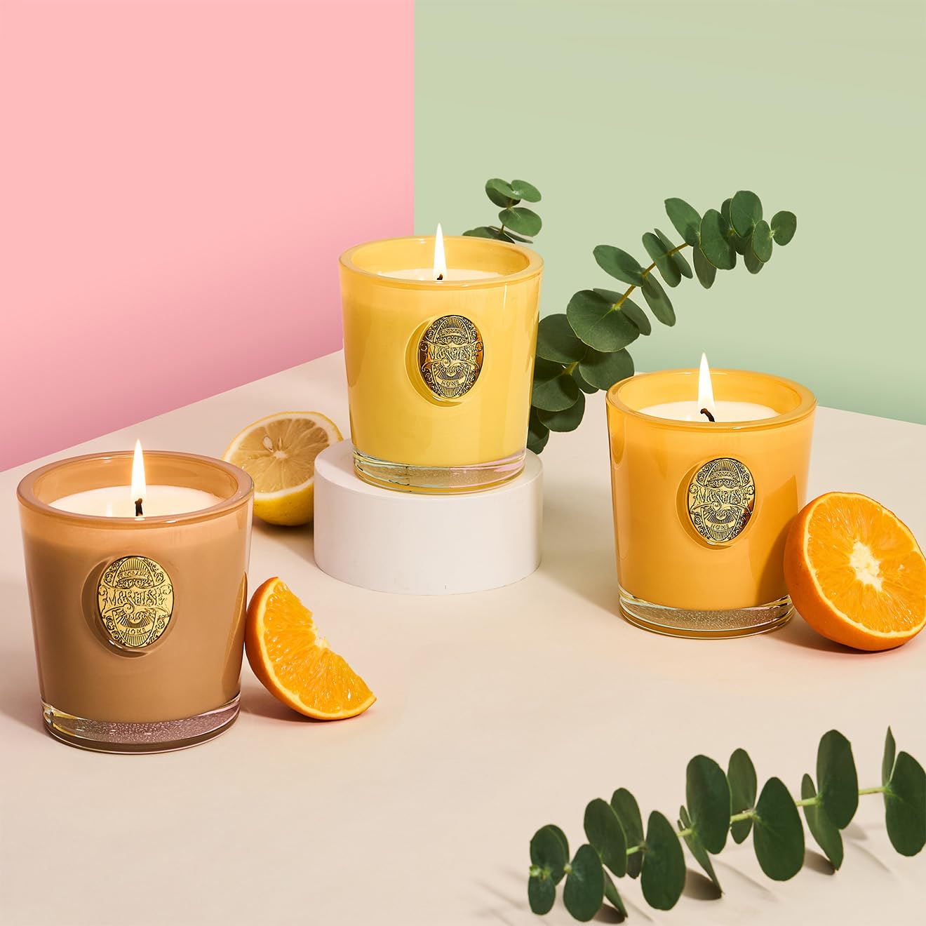 M&SENSE 290g Soy Scented Candles Sandal Woods - 55 Hours Long Burning, Natural Non-Toxic Glass Jar Candle, Aromatherapy for Relaxing, Luxury Birthday/Mother's Day Gifts for Women