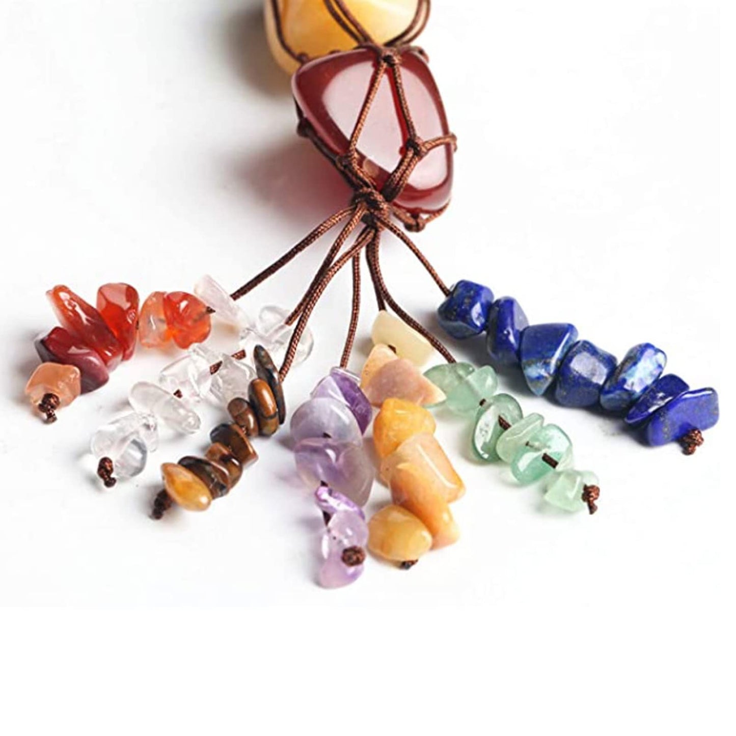 7 Chakras Healing Crystals, Natural Gemstones Spiritual Gifts for Women Polished Tumbled Stones Positive Energy Spiritual Meditation Hanging Ornament/Window Ornament/Feng Shui (Healing Crystals-01)