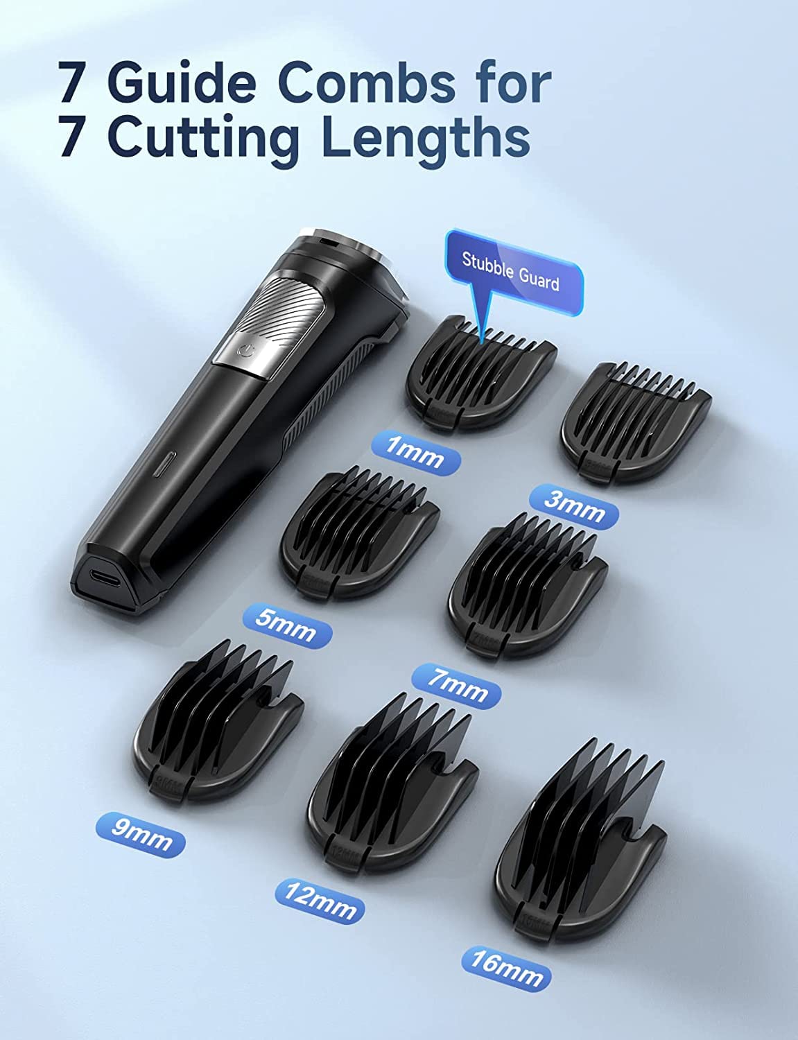 Beard Trimmer Hair Clippers Men, Nose & Ear Trimmer, 9-in-1 Body Groomer Men Kit, Cordless Rechargeable Hair Clippers with 7 Limit Combs, Stainless Steel Blades, 100% Waterproof Extra Long Life