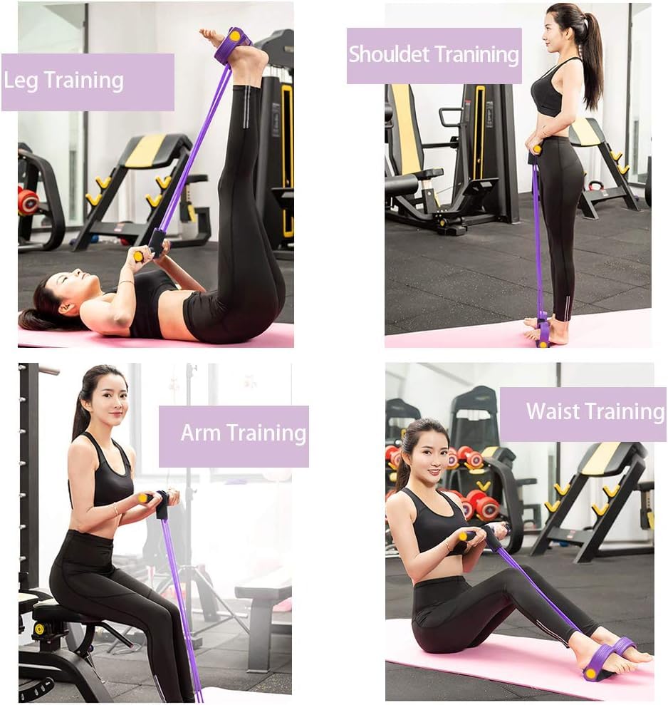 Multifunction Resistance Training 6 Tube Pedal Resistance Band Sit-up Pull Rope Fitness Pedal Exerciser Tension Rope Sport Trainer Equipment for Legs Fitness Arm Slimming Training