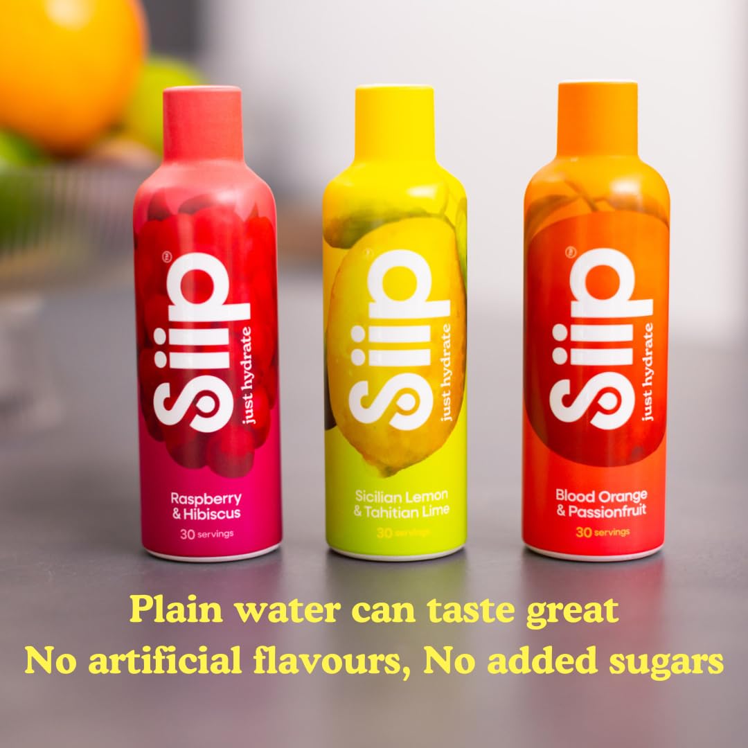 Siip Electrolytes Water Enhancer, Makes 30 Drinks, with Vitamin B12, Vitamin C, Vitamin D3, Magnesium, Zinc, Sicilian Lemon & Tahitian Lime Flavour