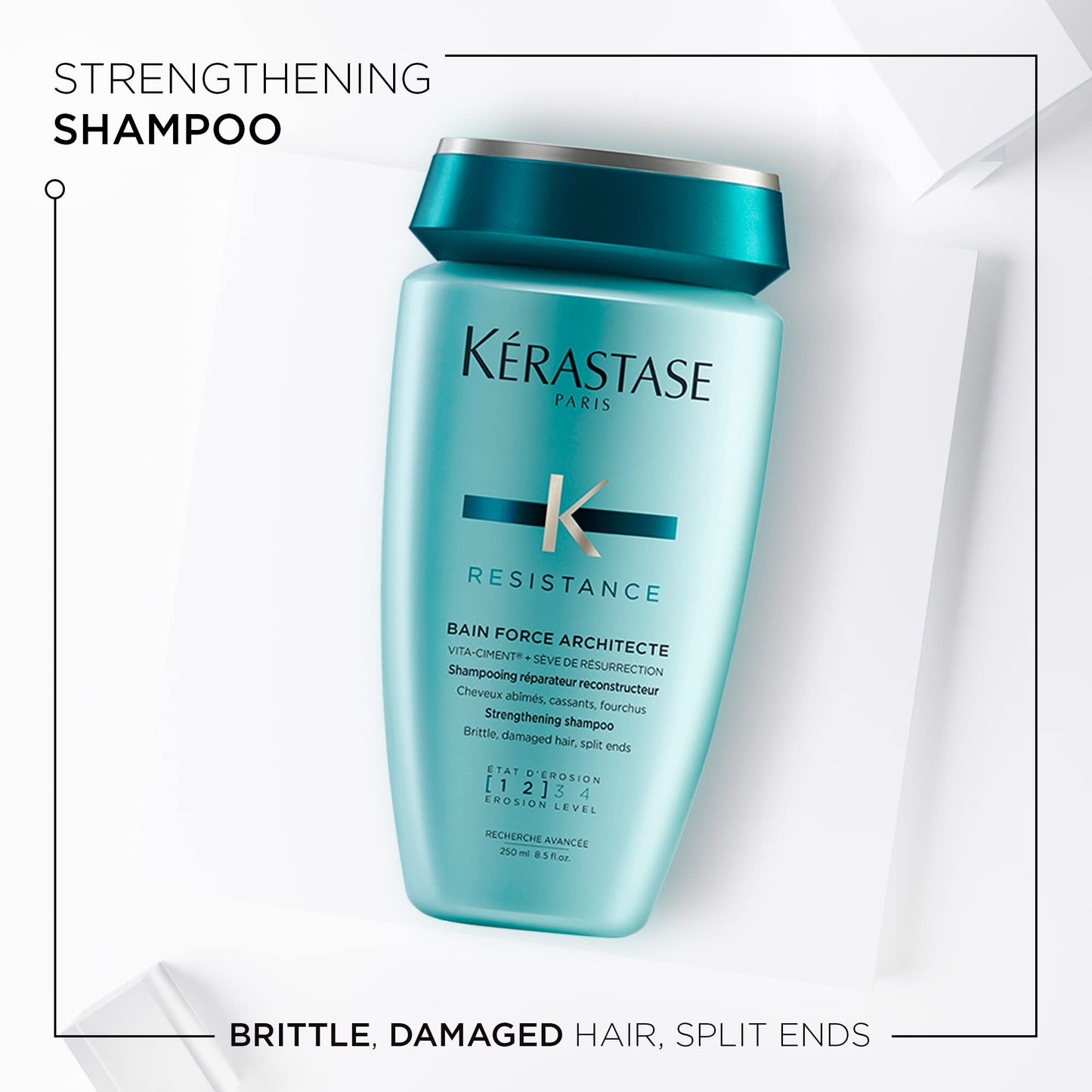 Kérastase Resistance Force Architecte, Daily Strengthening Shampoo, for Damaged, Brittle Hair, with Vita-Ciment Complex, 250ml