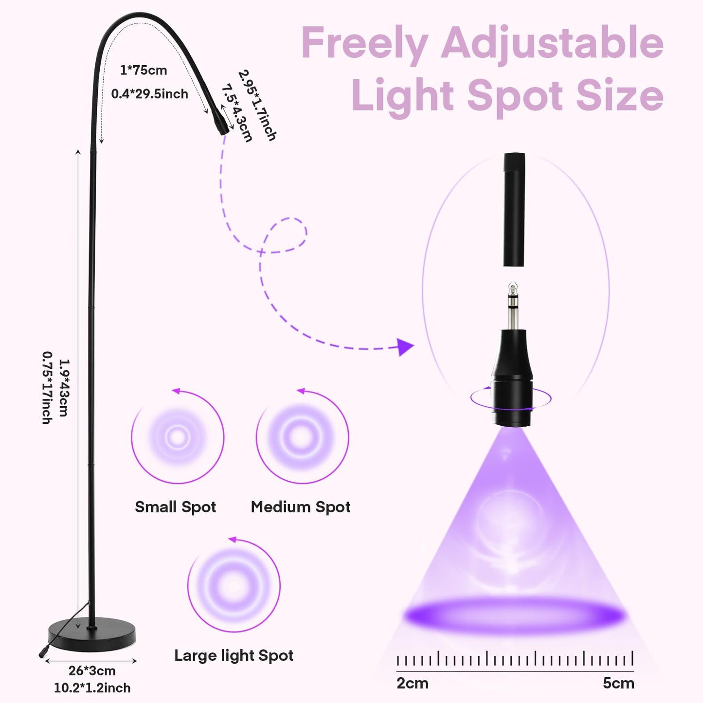 Lmaqfum UV Lash Light for Eyelash Extensions- Curing UV Eyelash Glue, 5W UV Lash Nail Tech Glue Lamp with Foot Pedal Control, Glue Cured in 2-3 Seconds, 10 Eye Patch+Goggles, Adjustable Spot Size
