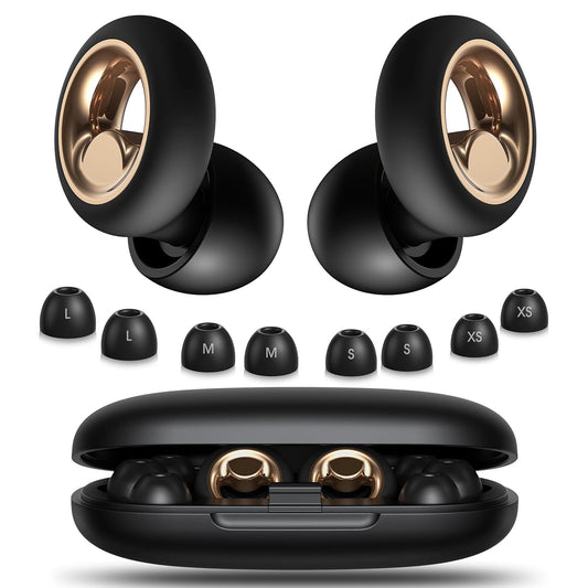 Ear Plugs for Sleep Noise Cancelling,45dB Soft and Reusable Silicone Earplugs for Hearing Protection with 8 Ear Tips in Four Sizes (XS, S, M, L),for Noise Reduction (Black, 4 Sizes (1 Set))
