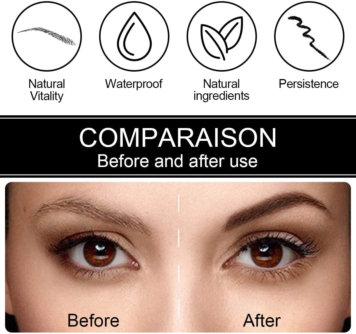 Eyebrow Pencil - Eyebrow Pen with Fork Tip Long-lasting Waterproof Eyebrow Pen and Smudgeproof Brow Pen for Naturally Defined Eyebrows(Dark Brown)