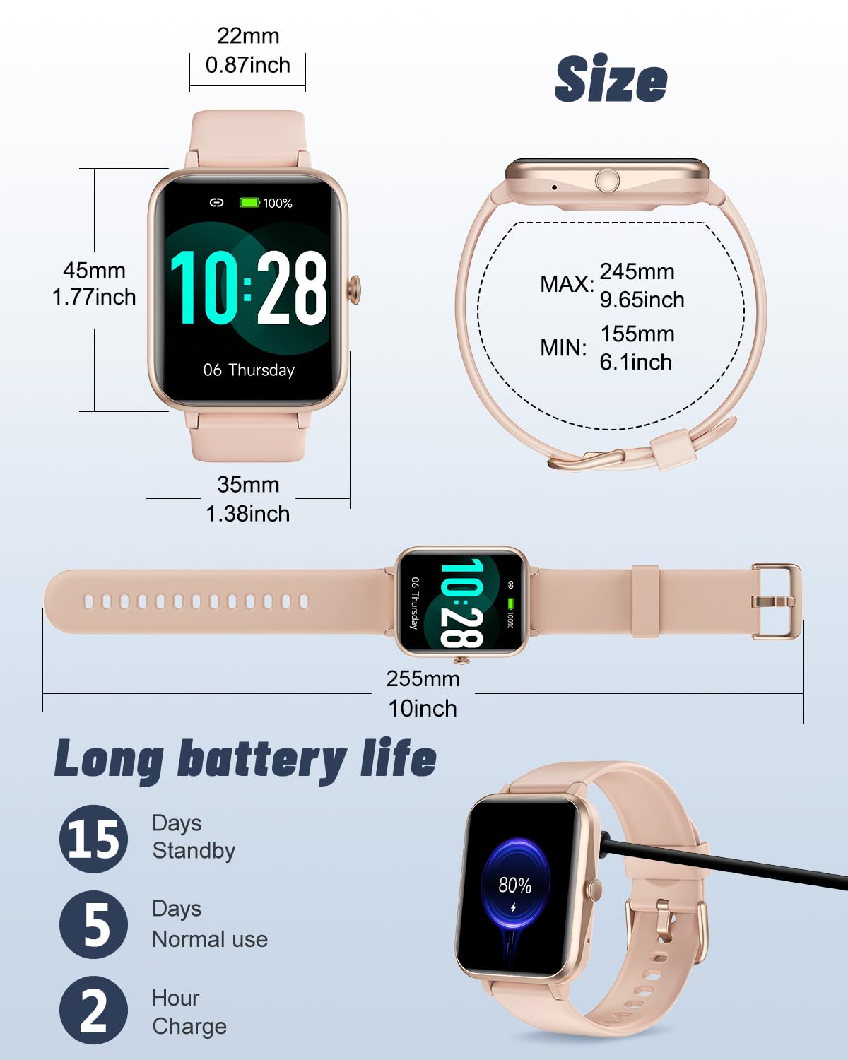 GRV Smart Watch Answer Dial Call,Smart Watches for Women Men with Heart Rate Monitor,Step Counter,Sleep Tracker,Sports Fitness Tracker Watch Call SMS Notification Smartwatch for Android iOS Phone