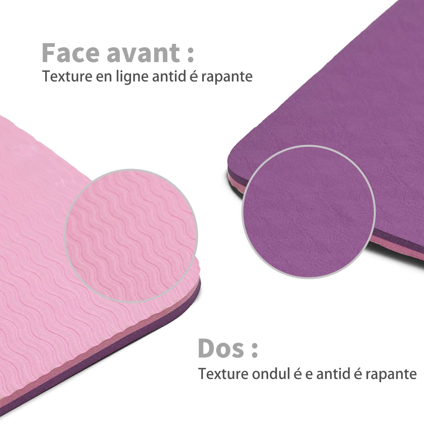 Good Nite Yoga Mat TPE Non-Slip Exercise Fitness Pilates Gymnastics Training Sport Mat Turn Mats Floor Gym with Carry Strap 183 x 61 x 0.6 cm (Purple/Pink)