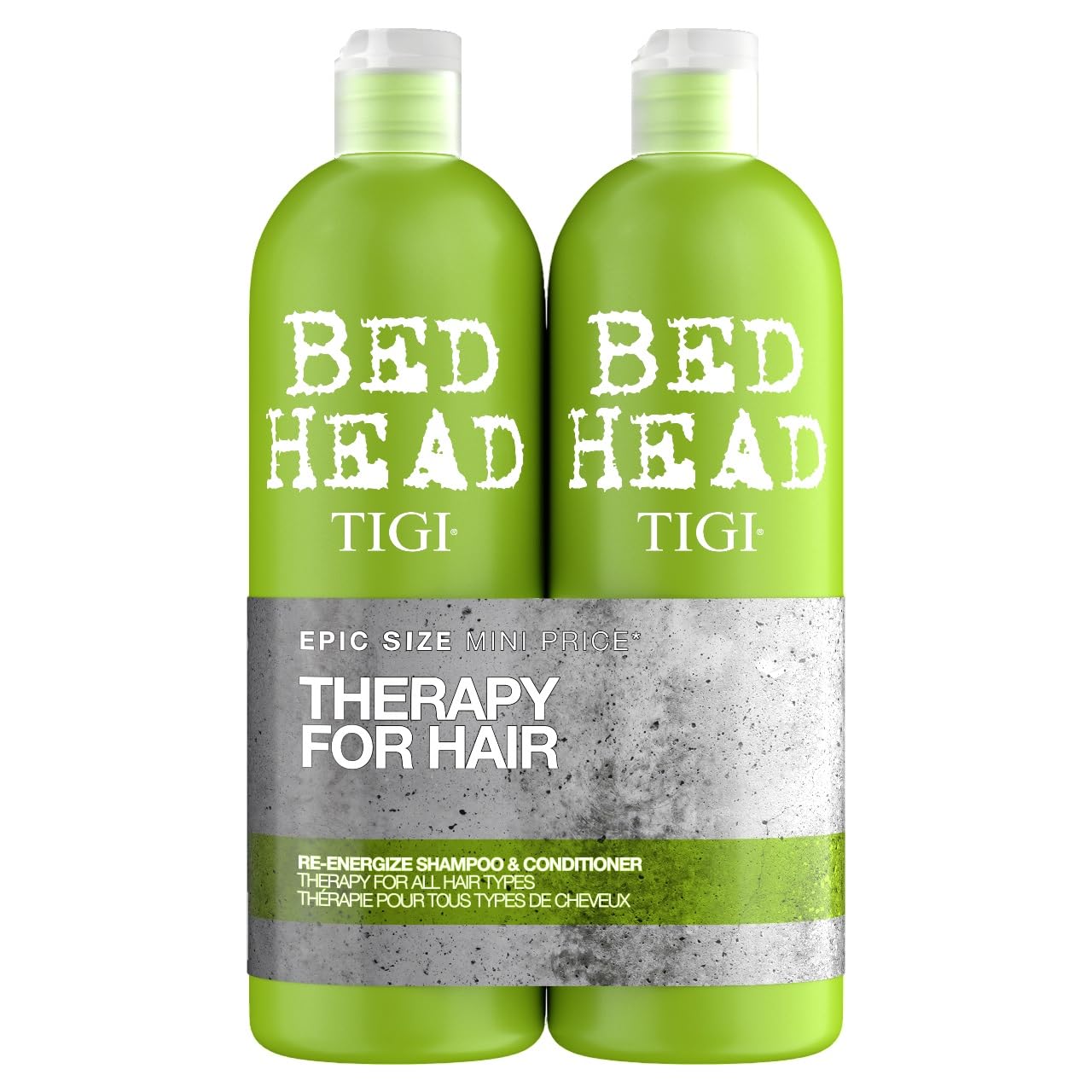Bed Head by TIGI - Re-Energise Shampoo and Conditioner Set - Deep Cleansing And Conditioning Professional Hair Treatment - Ideal For All Hair Types - 2x750ml