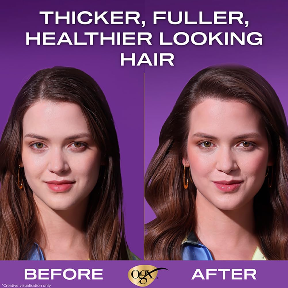 OGX Biotin and Collagen Volumising Hair Shampoo, Thick and Full, with Vitamin B7 Biotin, and Collagen, for Fine Hair, Sulfate Free Surfactants, 385ml