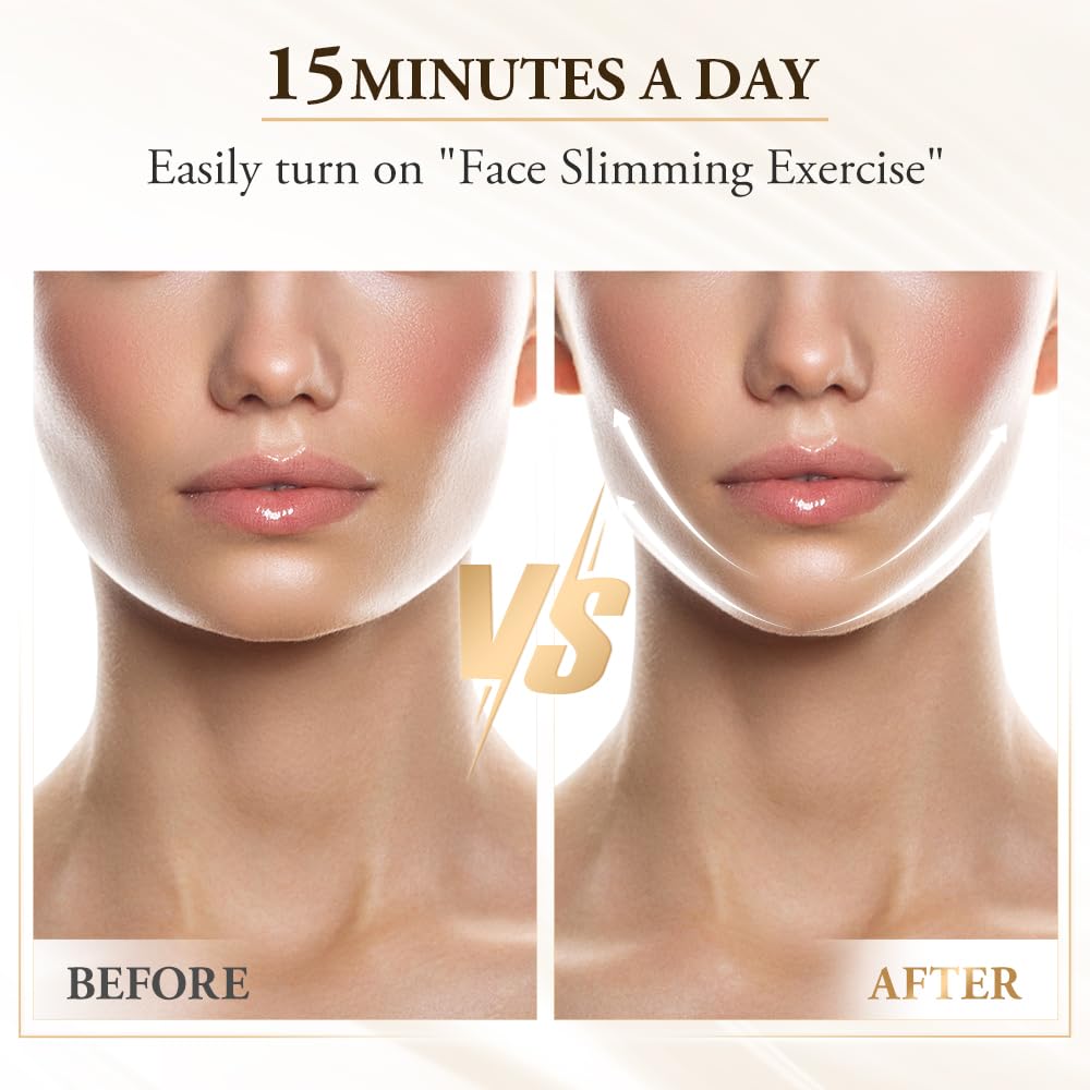 V-Face Shaping Massager Electric,ANLAN EMS Double Chin Reducer,Microcurrent Face Lift Device,42°C Red Blue Light Therapy LED SkinTightening Machine,Jawline Exerciser with 4 Modes and Remote Control