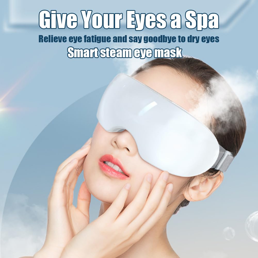 Qurevia Eye Steamer, Qurevia- Steam Therapy Mask, 2 Levels Adjustable Smart Hot & Cold Steam Eye Mask, Rechargeable Eye Care Device, Relax Eye Relief Tired Eyes, Relieve Dryness in 5 Minutes (1pcs)