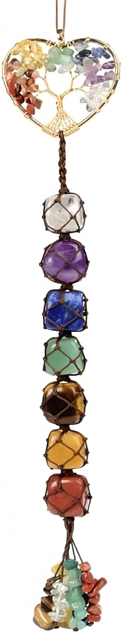 7 Chakras Crystals - Natural Gemstones for Women - Polished Tumbled Stones - Positive Energy - Spiritual Meditation - Hanging Ornament/Window Ornament/Feng Shui