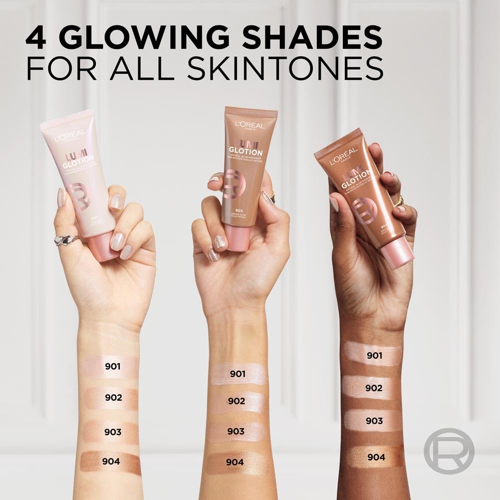 L'Oréal Paris Glow Enhancer, 24h Hydration with Shea Butter and Glycerin, Paradise Lumi Glotion, Shade 902: Light Glow, 40 ml