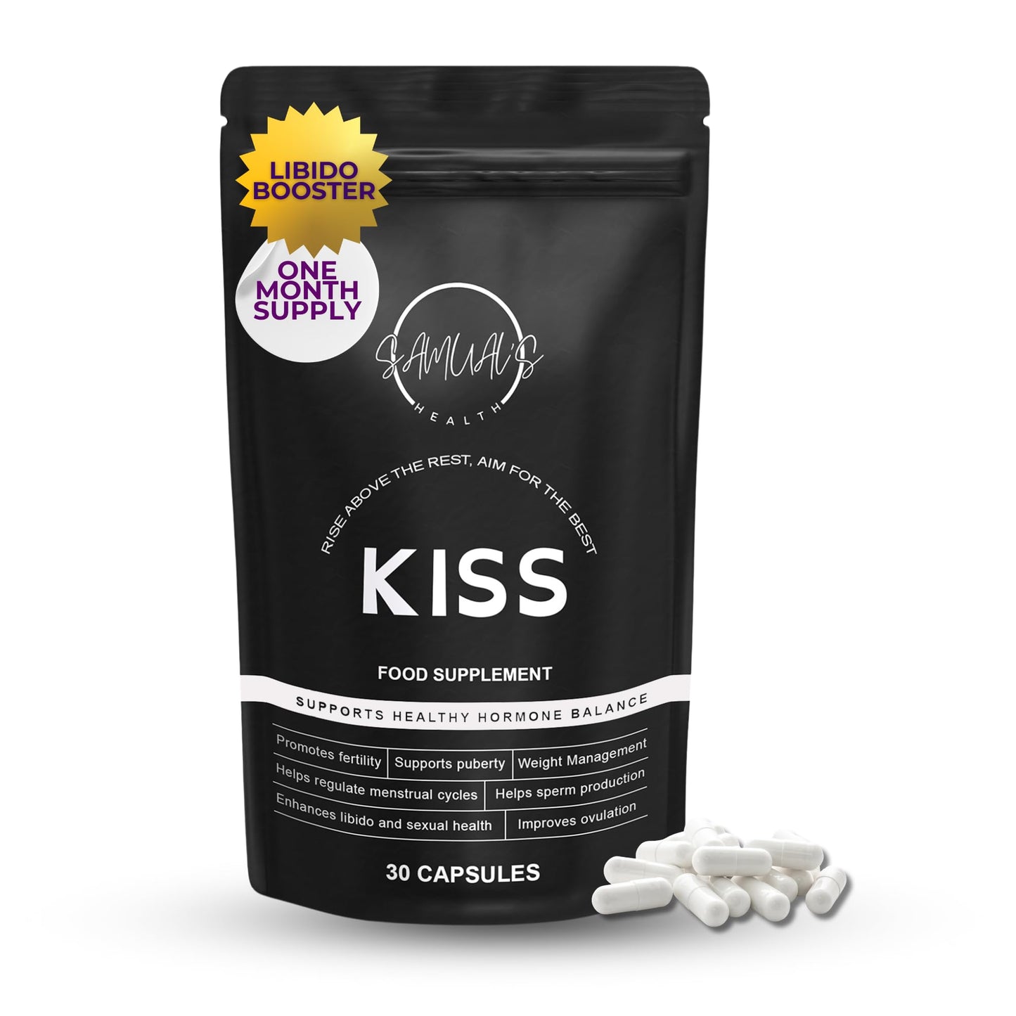 Libido Booster for Women - Samuals KISS libido Enhancer for Women - Hormone Harmony and Hormone Balance - Intimacy Support - 30 Capsules